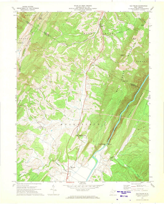 Classic USGS Old Fields West Virginia 7.5'x7.5' Topo Map Image
