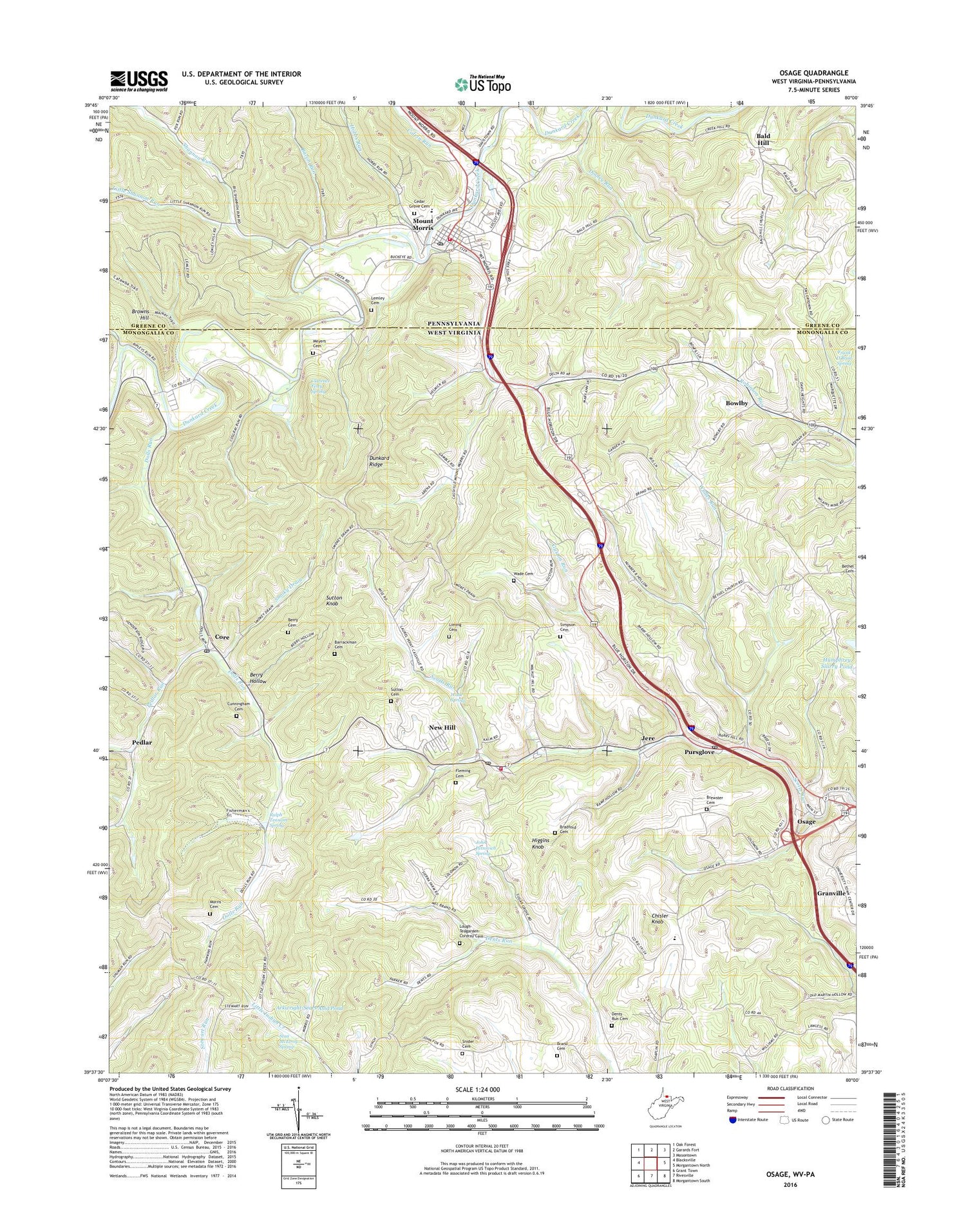 Osage West Virginia US Topo Map Image
