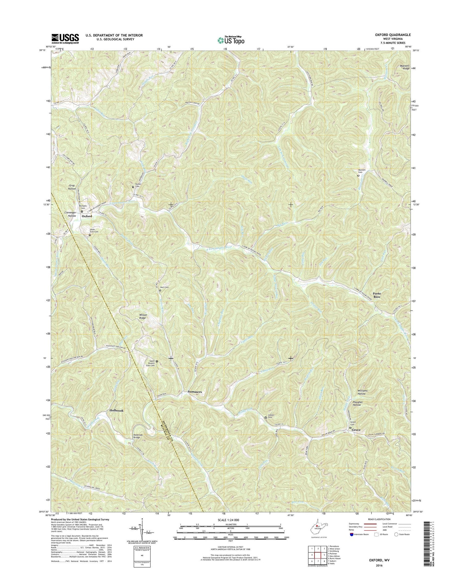 Oxford West Virginia US Topo Map Image