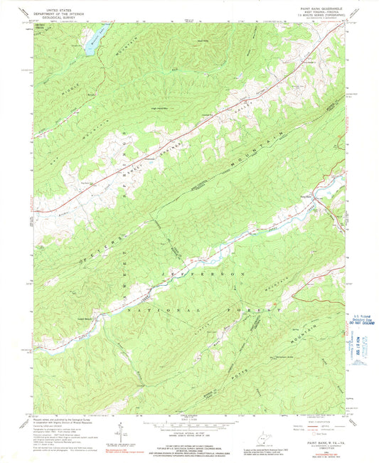 Classic USGS Paint Bank Virginia 7.5'x7.5' Topo Map Image