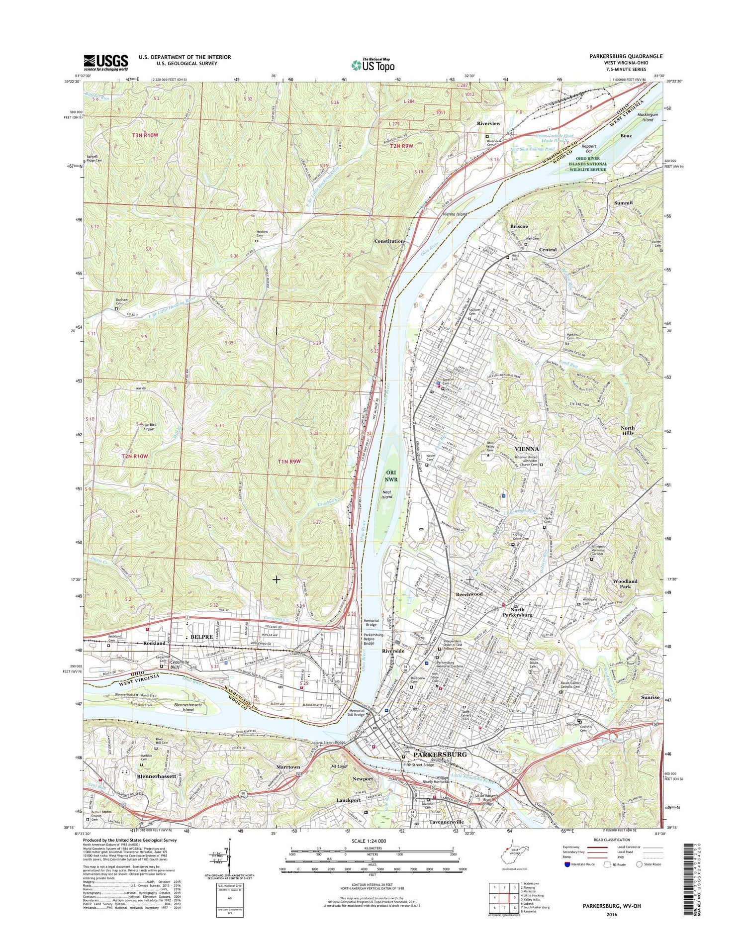 Parkersburg West Virginia US Topo Map Image