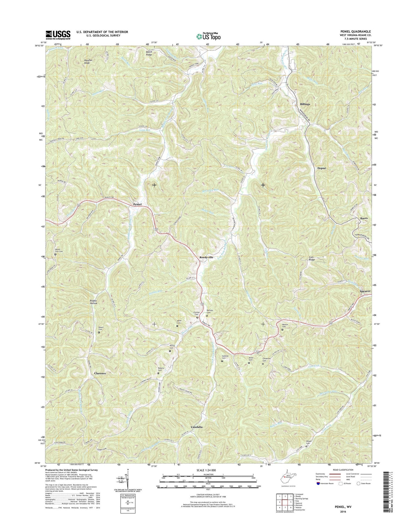 Peniel West Virginia US Topo Map Image