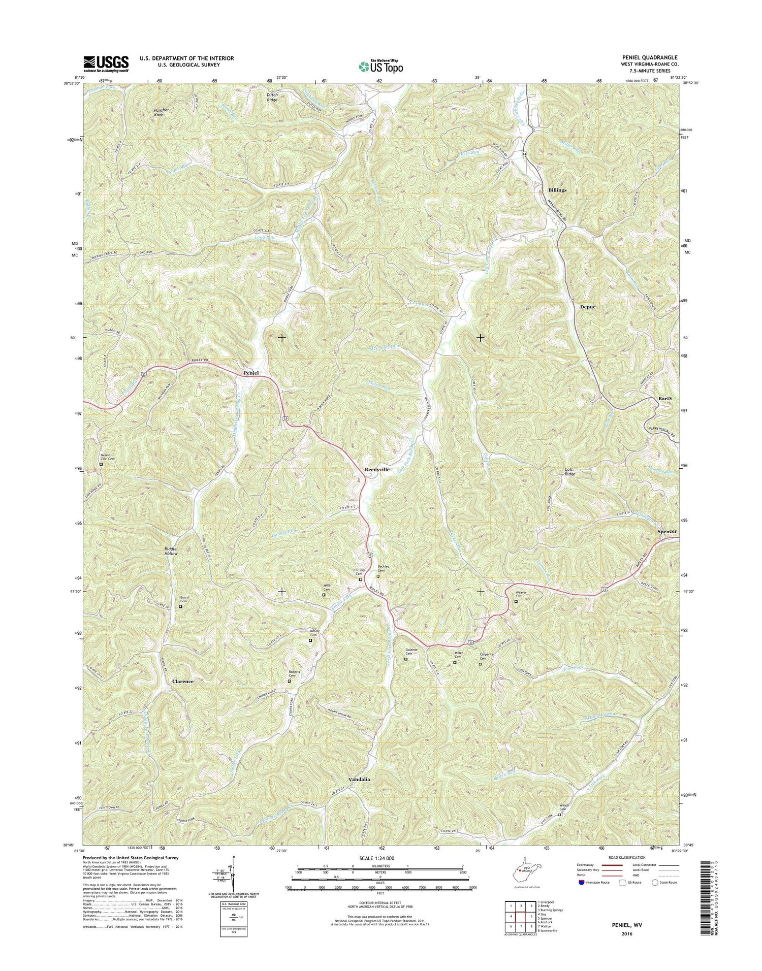 Peniel West Virginia US Topo Map Image