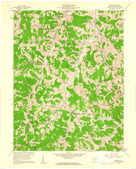 Classic USGS Peniel West Virginia 7.5'x7.5' Topo Map Image