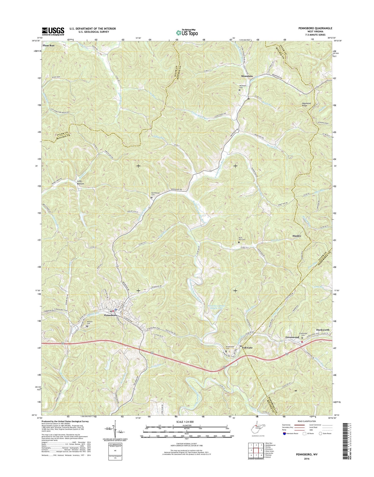 Pennsboro West Virginia US Topo Map Image