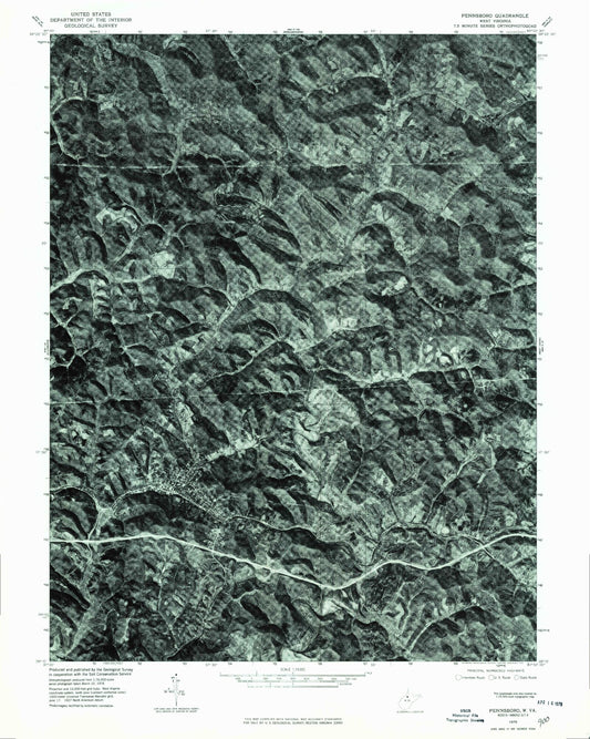 Classic USGS Pennsboro West Virginia 7.5'x7.5' Topo Map Image
