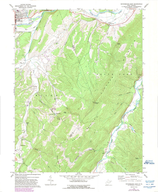Classic USGS Petersburg East West Virginia 7.5'x7.5' Topo Map Image