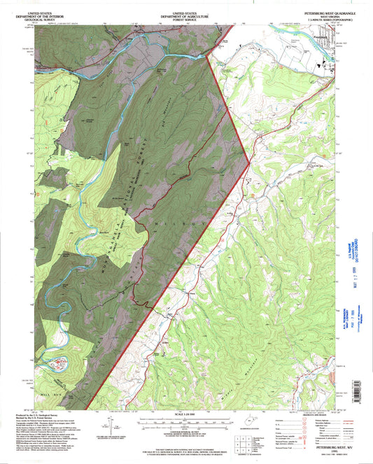 Classic USGS Petersburg West West Virginia 7.5'x7.5' Topo Map Image