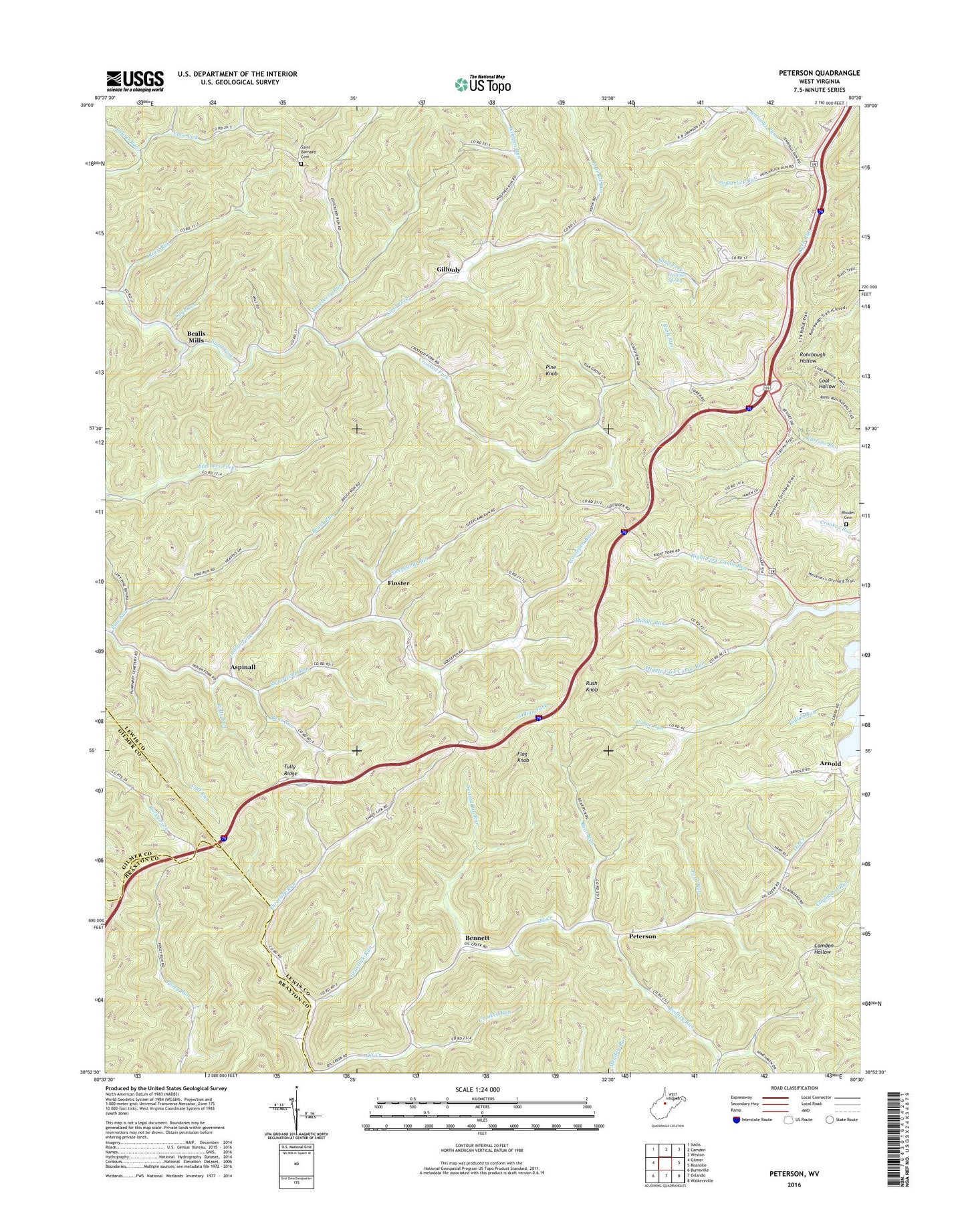 Peterson West Virginia US Topo Map Image