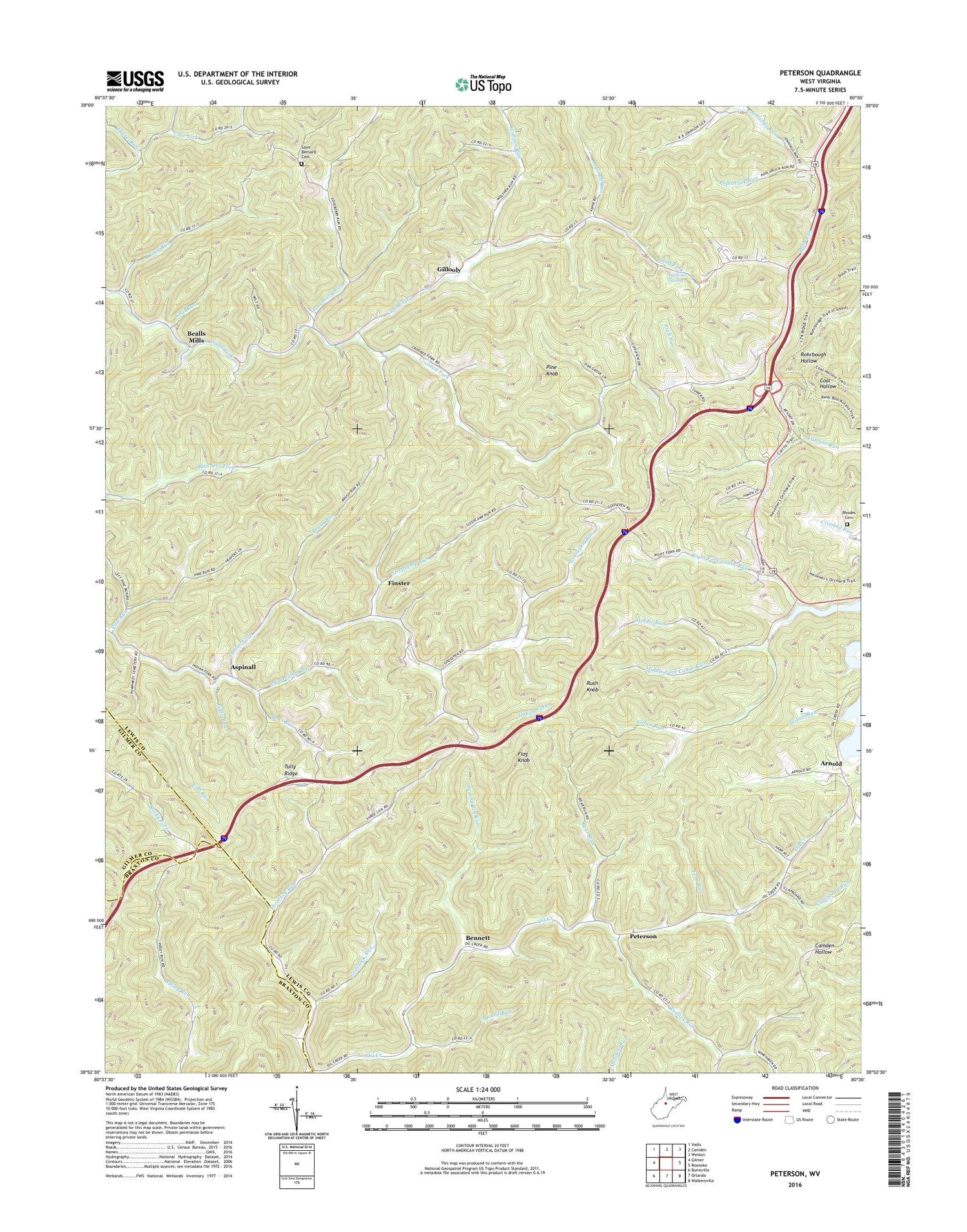 Peterson West Virginia US Topo Map Image