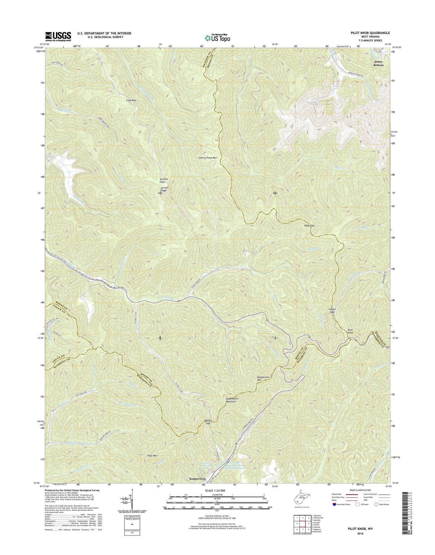 Pilot Knob West Virginia US Topo Map Image