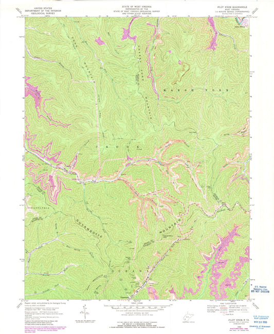 Classic USGS Pilot Knob West Virginia 7.5'x7.5' Topo Map Image