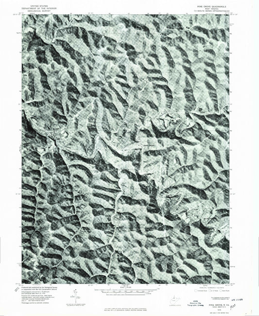 Classic USGS Pine Grove West Virginia 7.5'x7.5' Topo Map Image