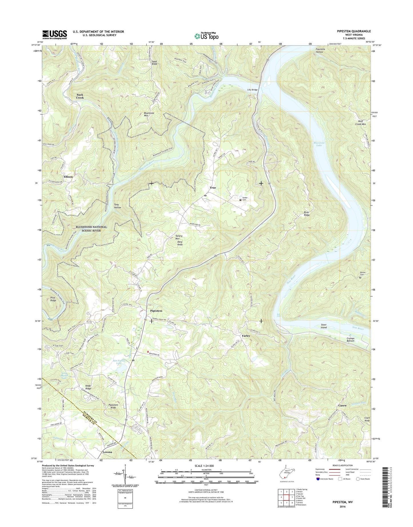 Pipestem West Virginia US Topo Map Image