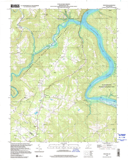 Classic USGS Pipestem West Virginia 7.5'x7.5' Topo Map Image