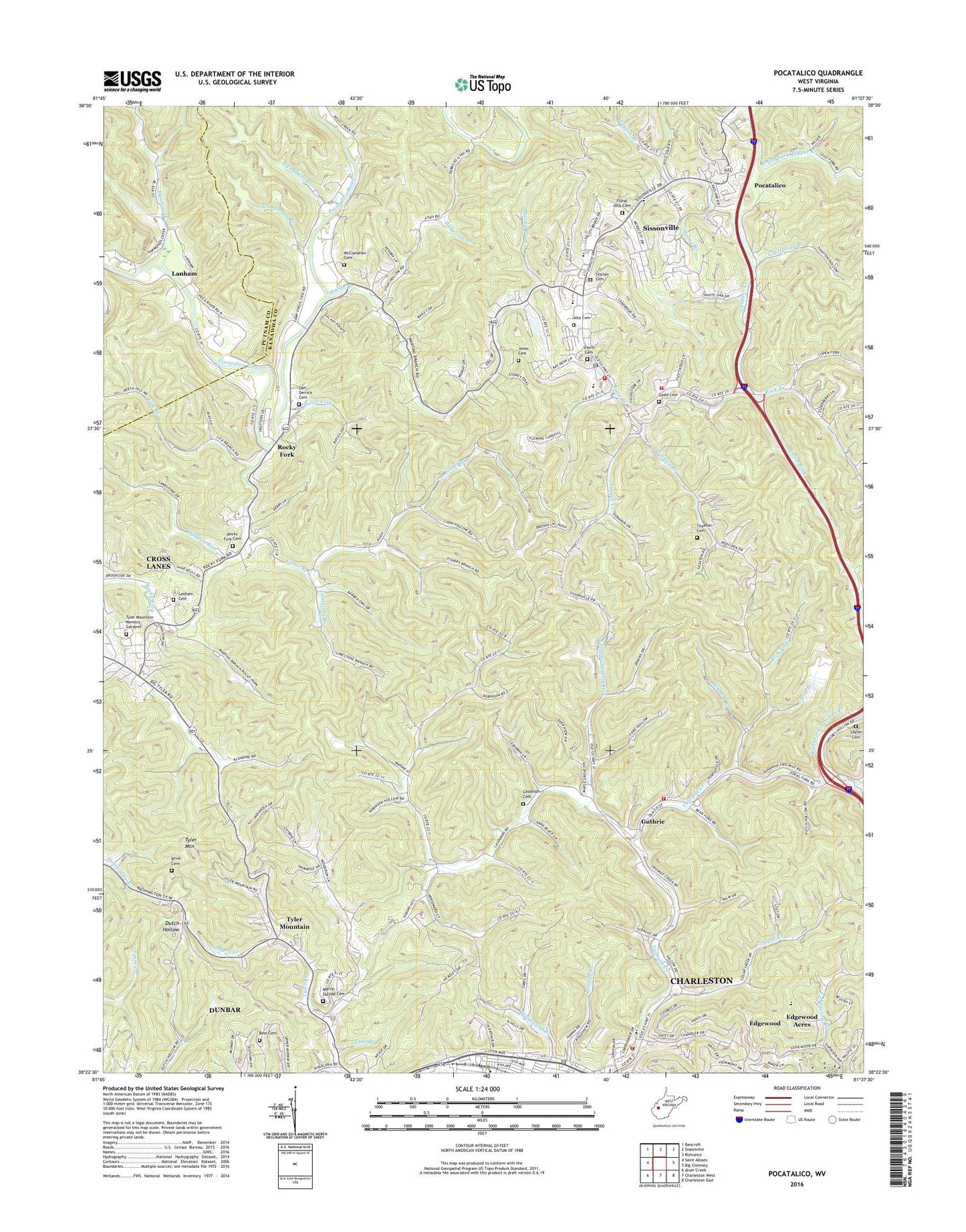 Pocatalico West Virginia US Topo Map Image