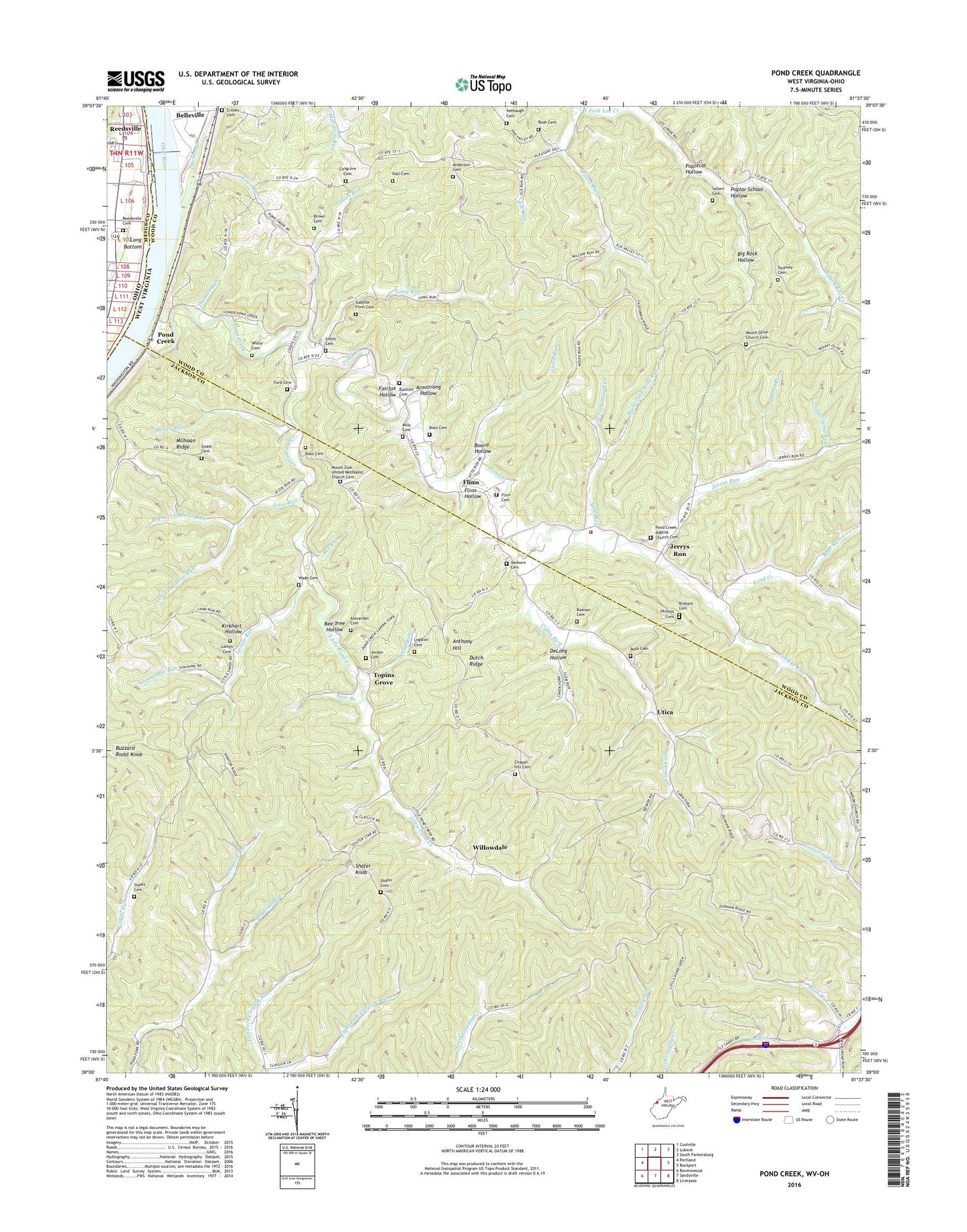 Pond Creek West Virginia US Topo Map Image
