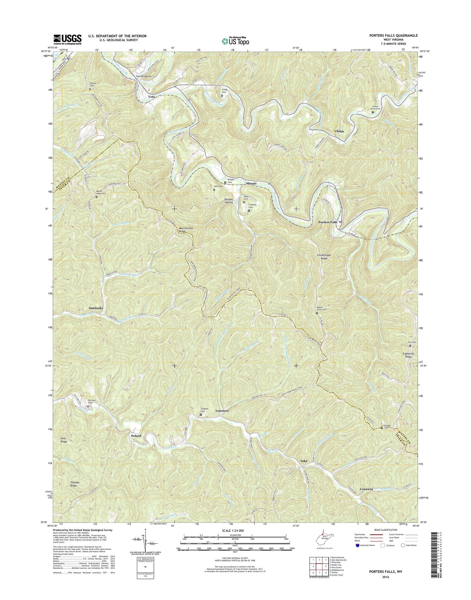 Porters Falls West Virginia US Topo Map Image