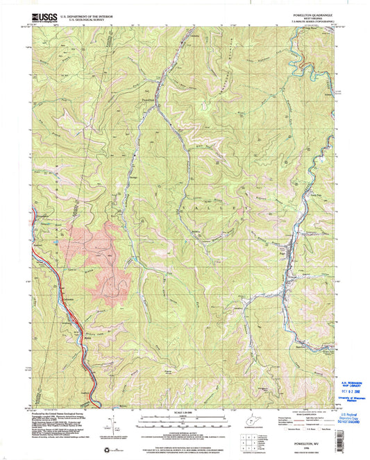 Classic USGS Powellton West Virginia 7.5'x7.5' Topo Map Image