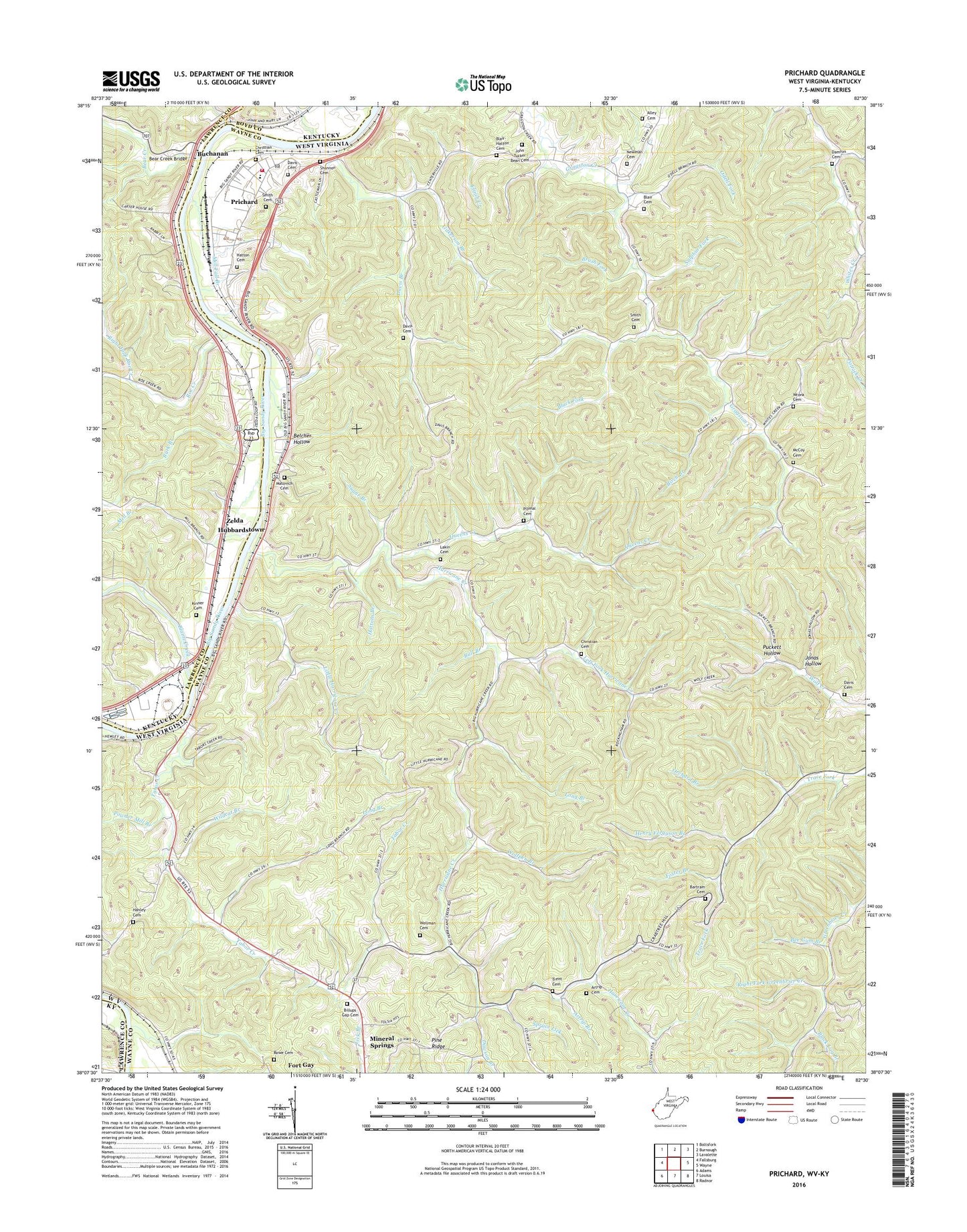Prichard West Virginia US Topo Map Image