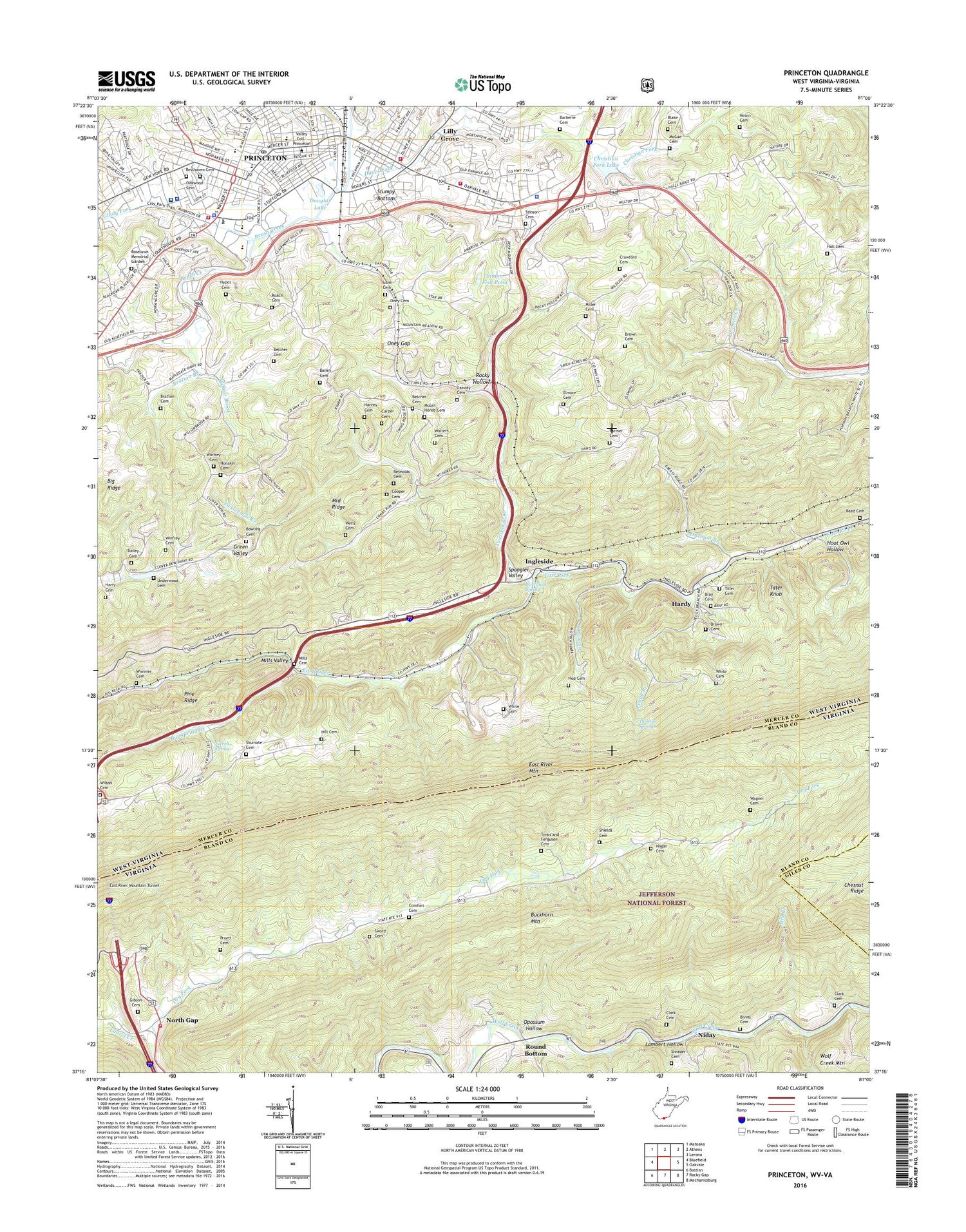 Princeton West Virginia US Topo Map Image