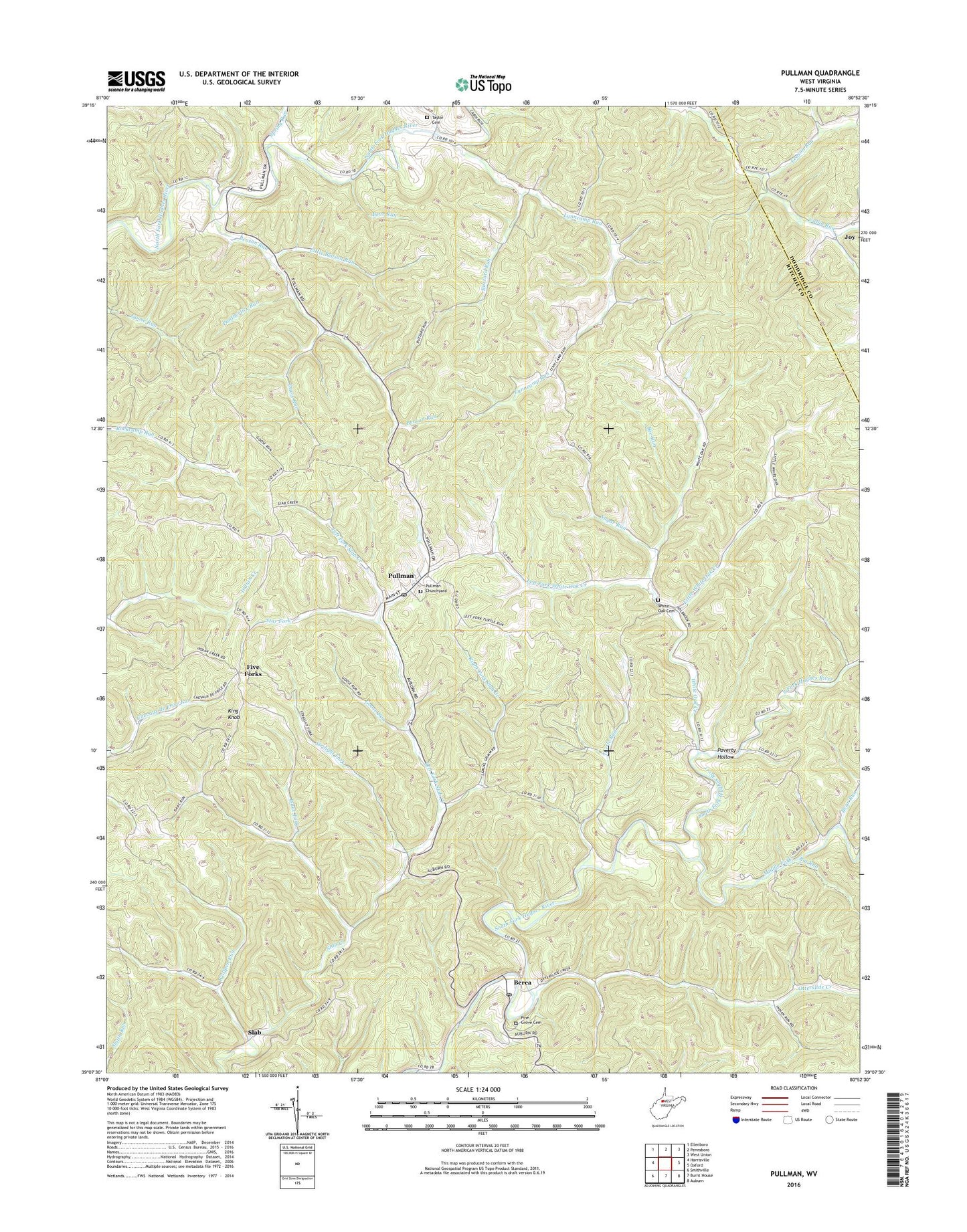 Pullman West Virginia US Topo Map Image