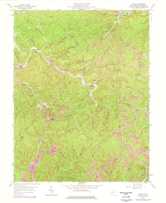 Classic USGS Quick West Virginia 7.5'x7.5' Topo Map Image