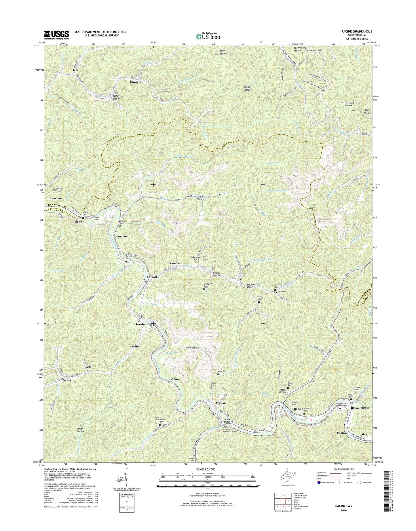Racine West Virginia US Topo Map Image