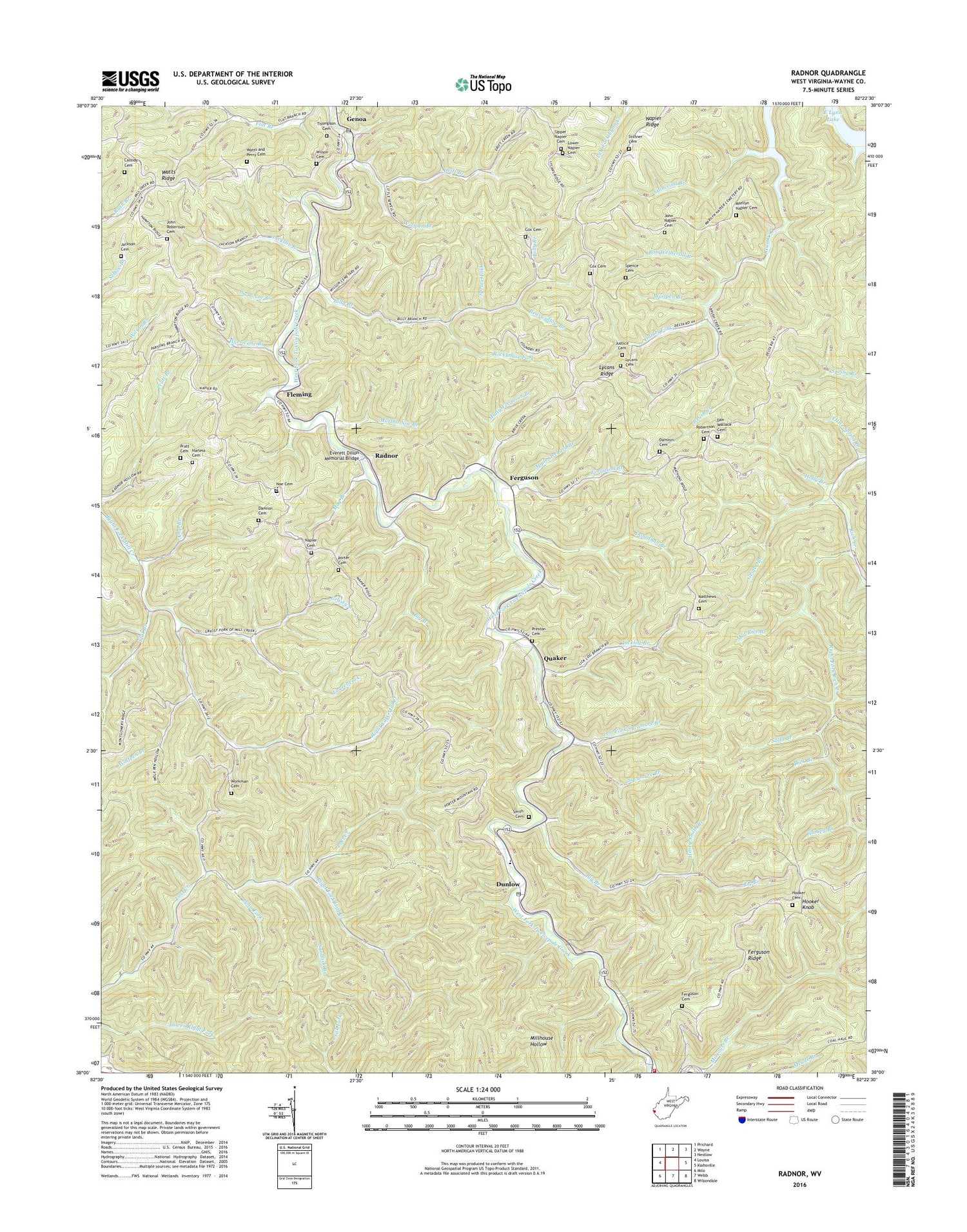 Radnor West Virginia US Topo Map Image