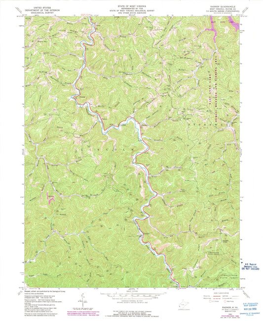 Classic USGS Radnor West Virginia 7.5'x7.5' Topo Map Image