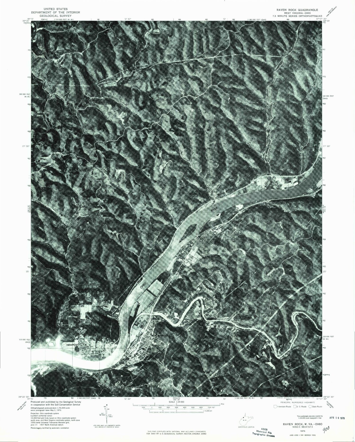 Classic USGS Raven Rock West Virginia 7.5'x7.5' Topo Map Image