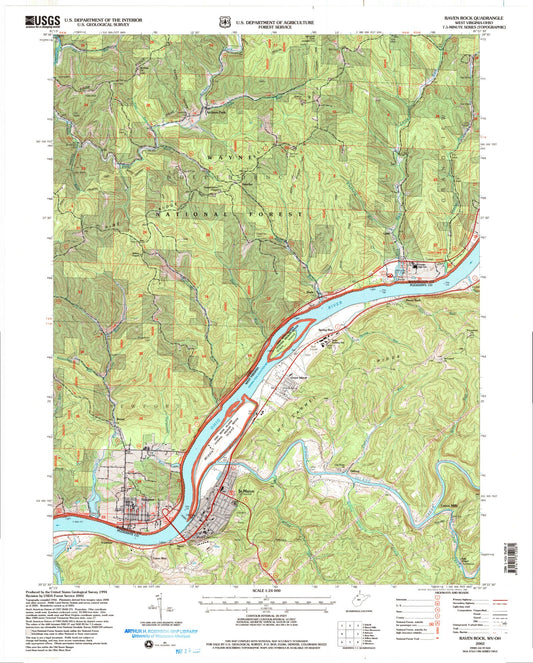 Classic USGS Raven Rock West Virginia 7.5'x7.5' Topo Map Image