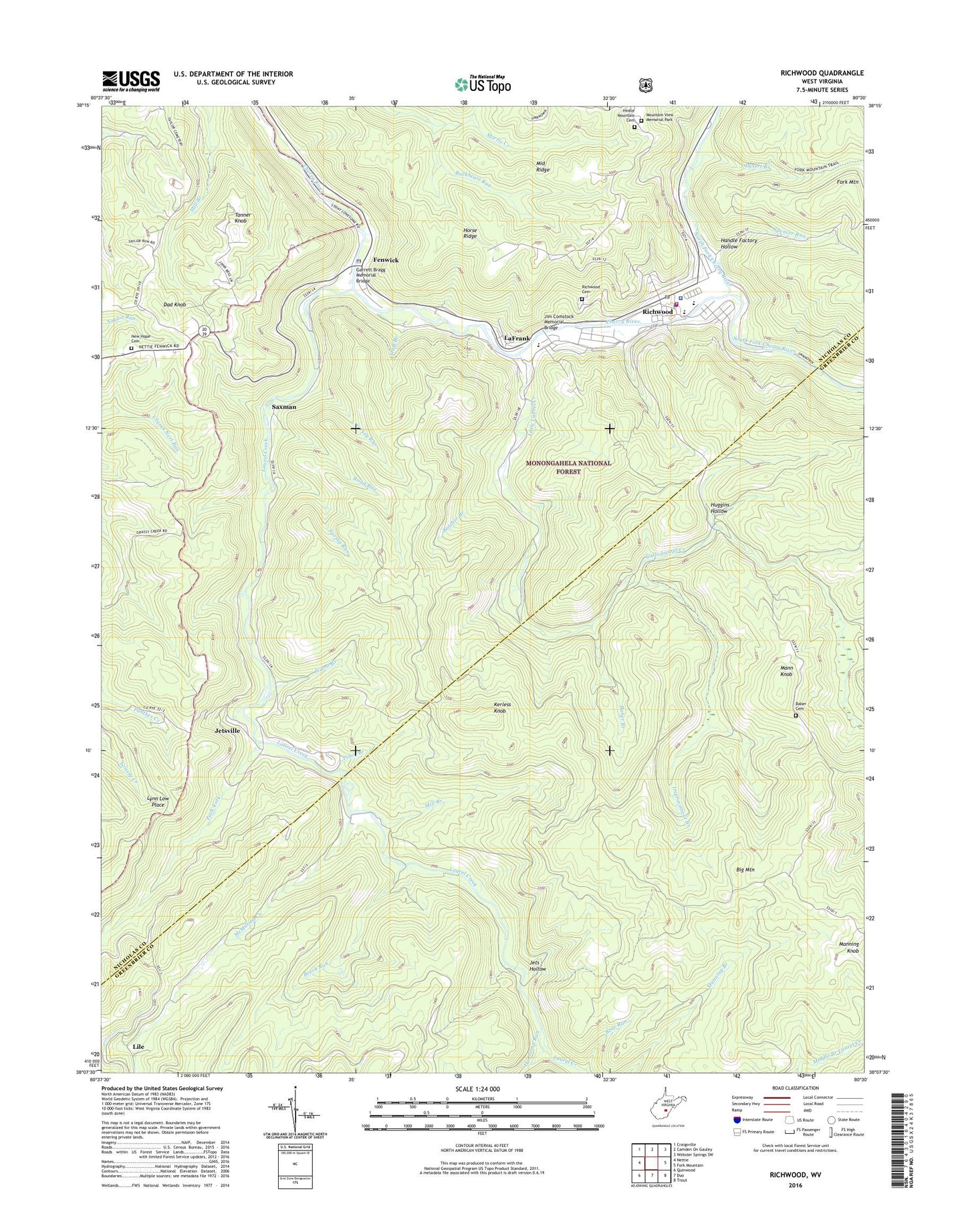 Richwood West Virginia US Topo Map Image