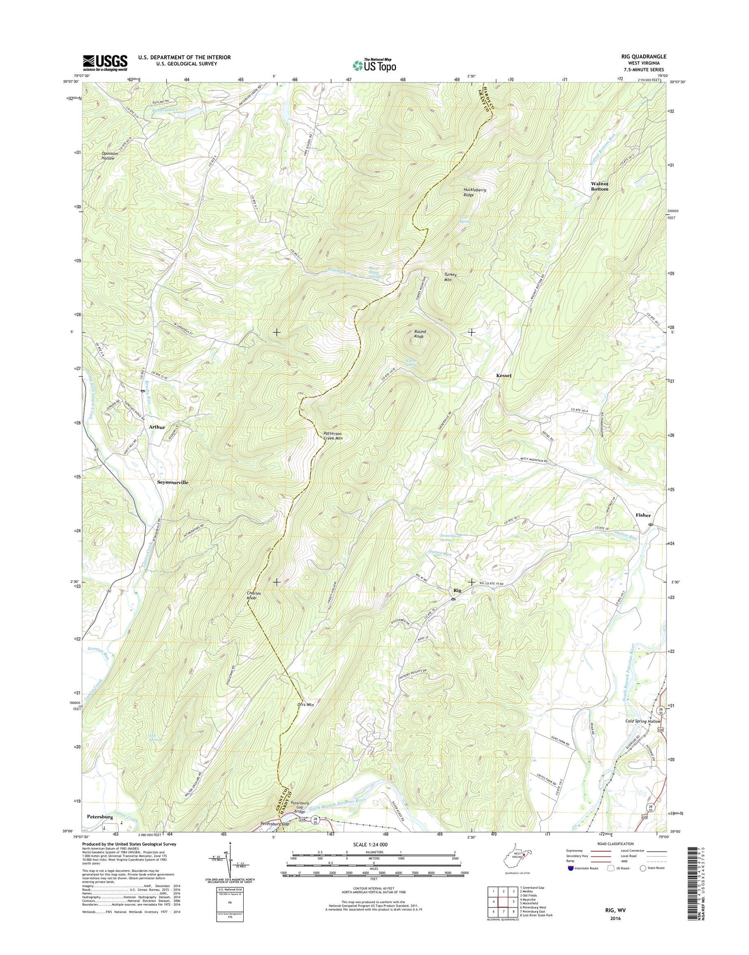 Rig West Virginia US Topo Map Image