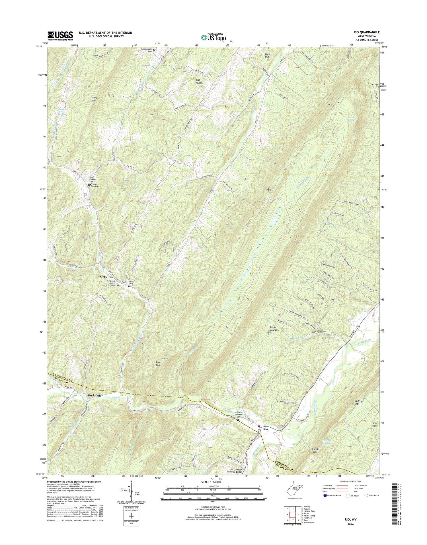 Rio West Virginia US Topo Map Image