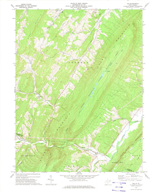 Classic USGS Rio West Virginia 7.5'x7.5' Topo Map Image