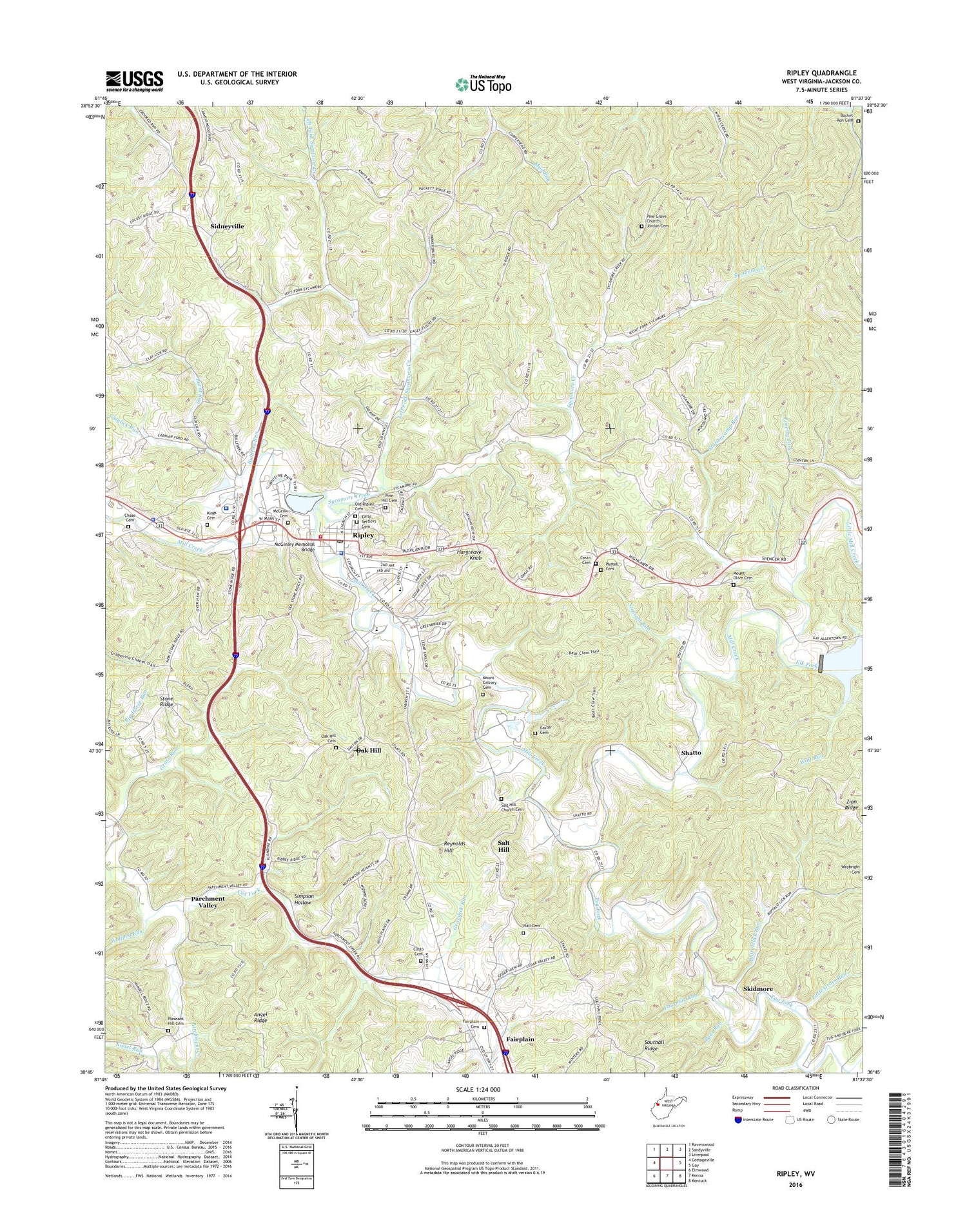 Ripley West Virginia US Topo Map Image