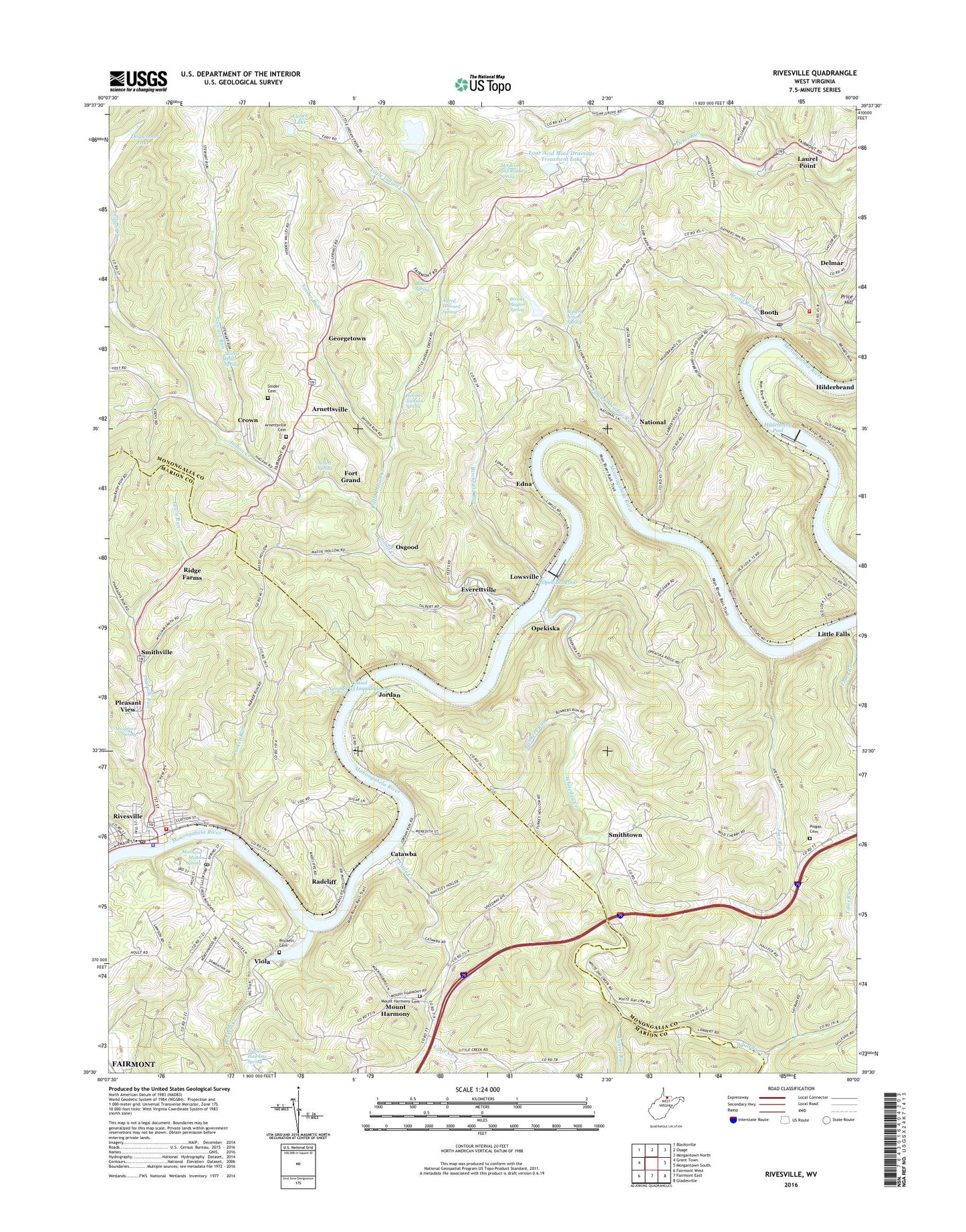 Rivesville West Virginia US Topo Map Image