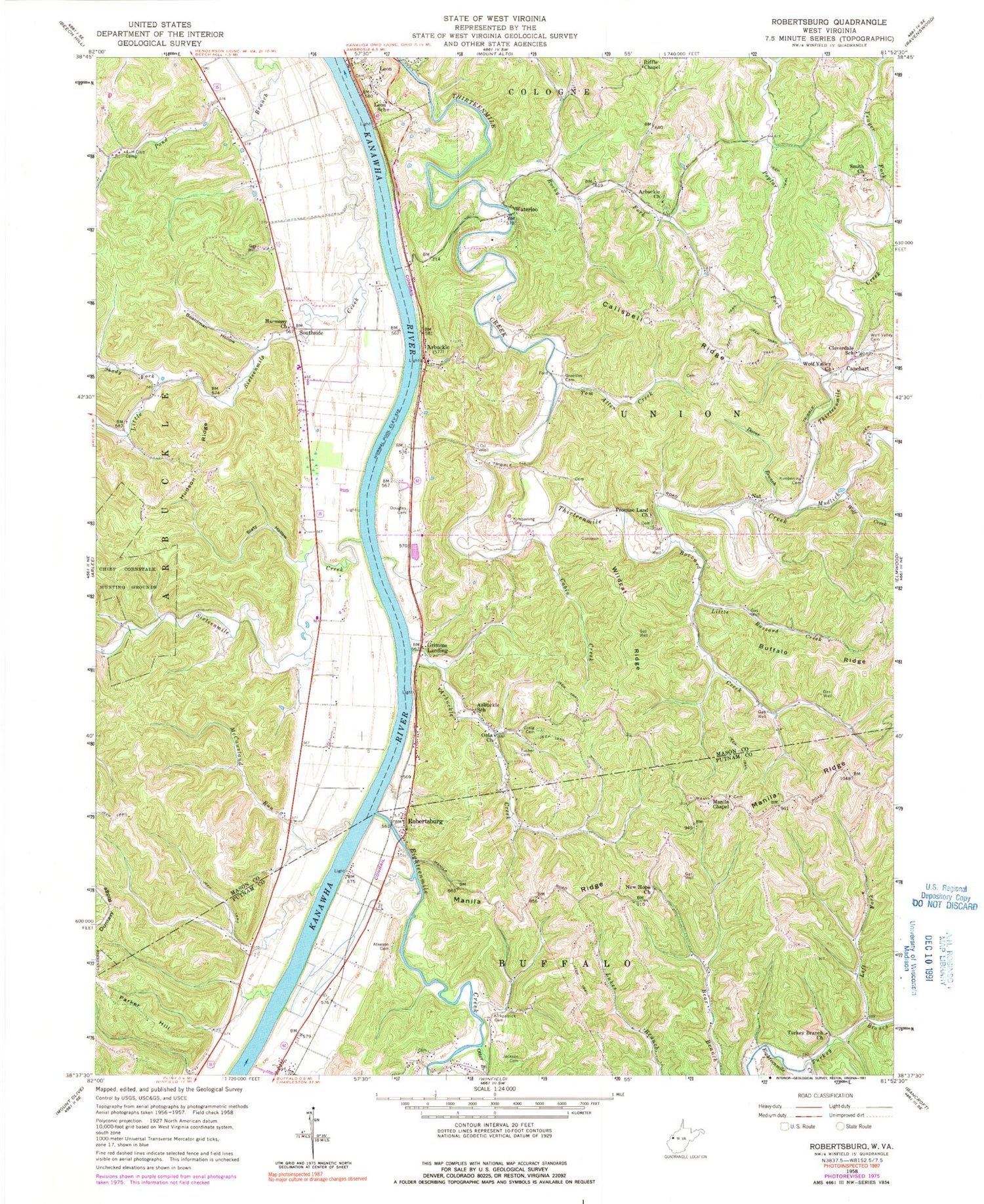 Classic USGS Robertsburg West Virginia 7.5'x7.5' Topo Map Image
