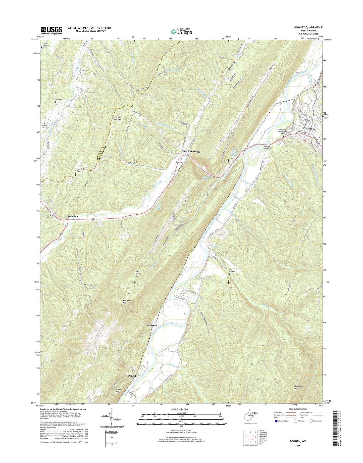 Romney West Virginia US Topo Map Image