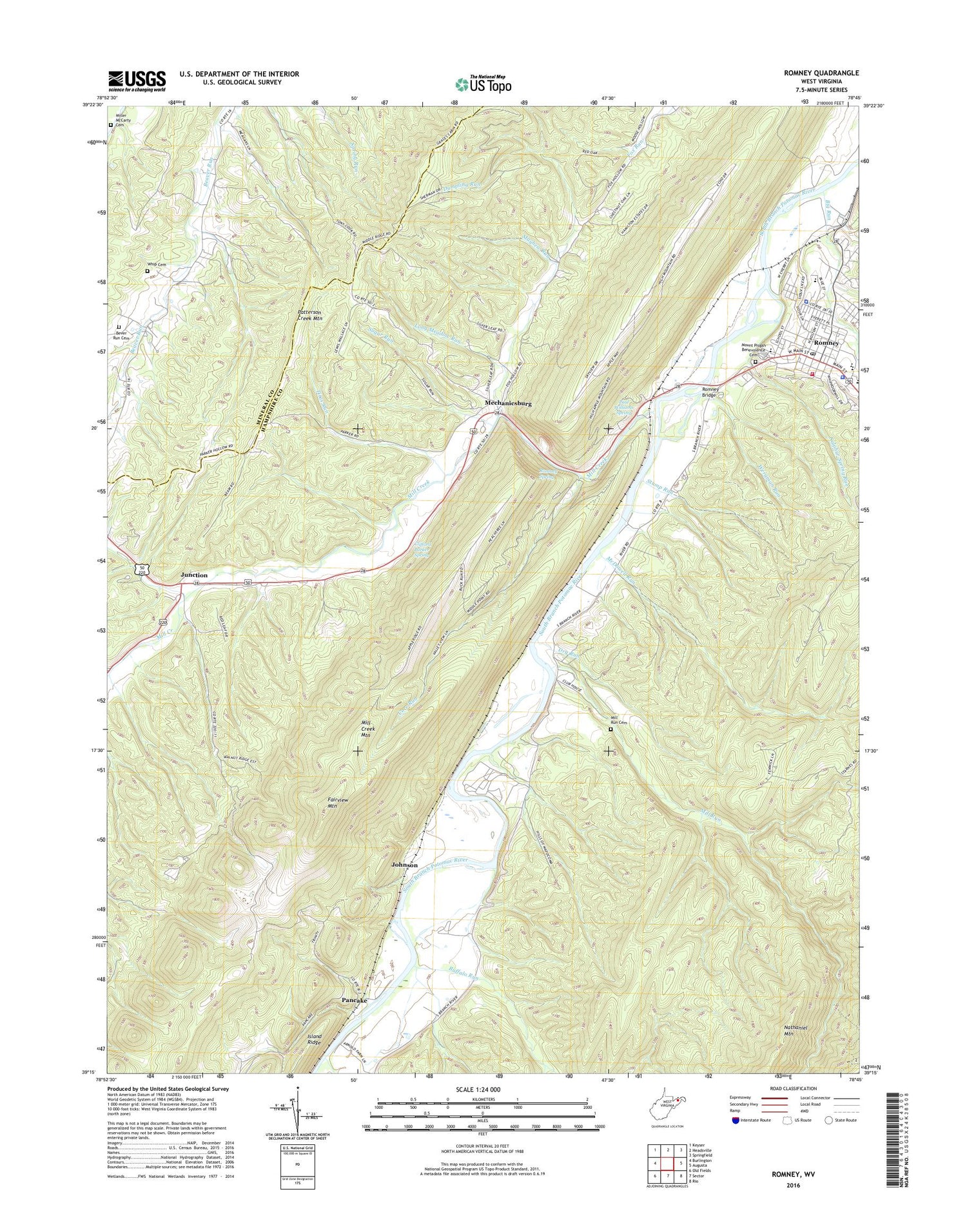 Romney West Virginia US Topo Map Image