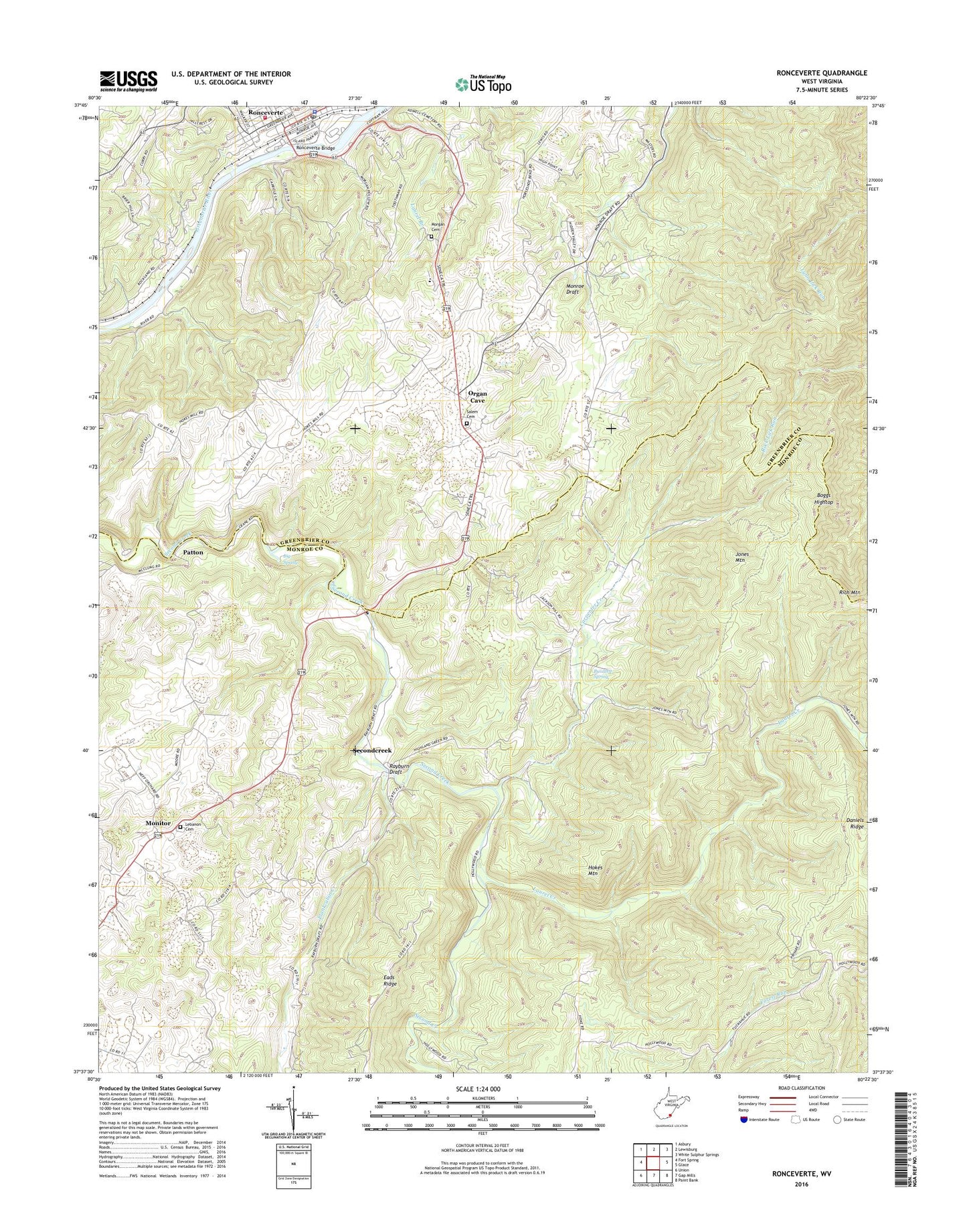 Ronceverte West Virginia US Topo Map Image