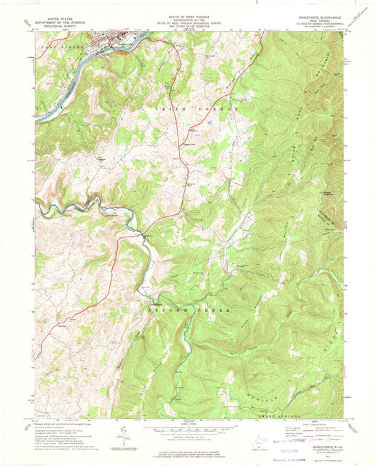 Classic USGS Ronceverte West Virginia 7.5'x7.5' Topo Map Image
