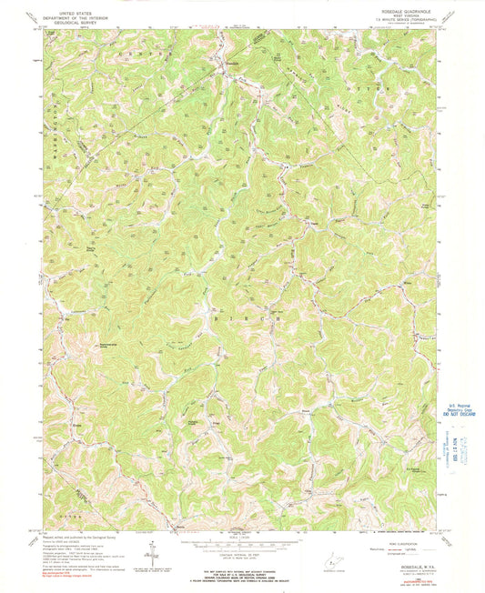 Classic USGS Rosedale West Virginia 7.5'x7.5' Topo Map Image