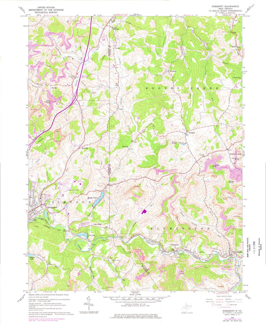 Classic USGS Rosemont West Virginia 7.5'x7.5' Topo Map Image