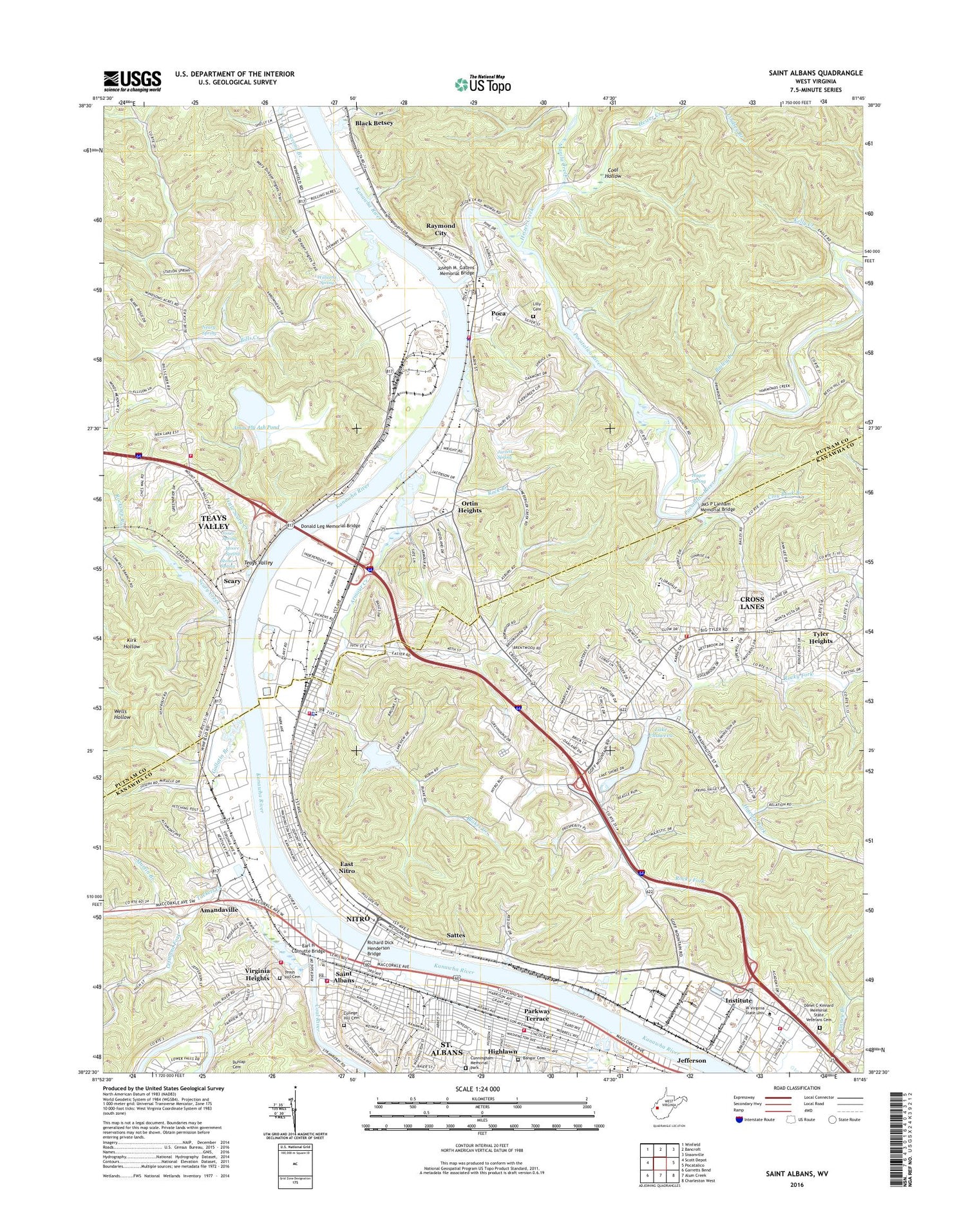 Saint Albans West Virginia US Topo Map Image
