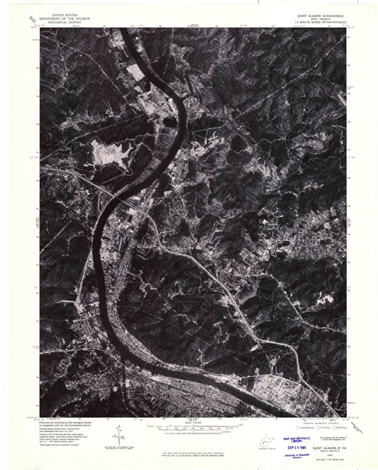 Classic USGS Saint Albans West Virginia 7.5'x7.5' Topo Map Image