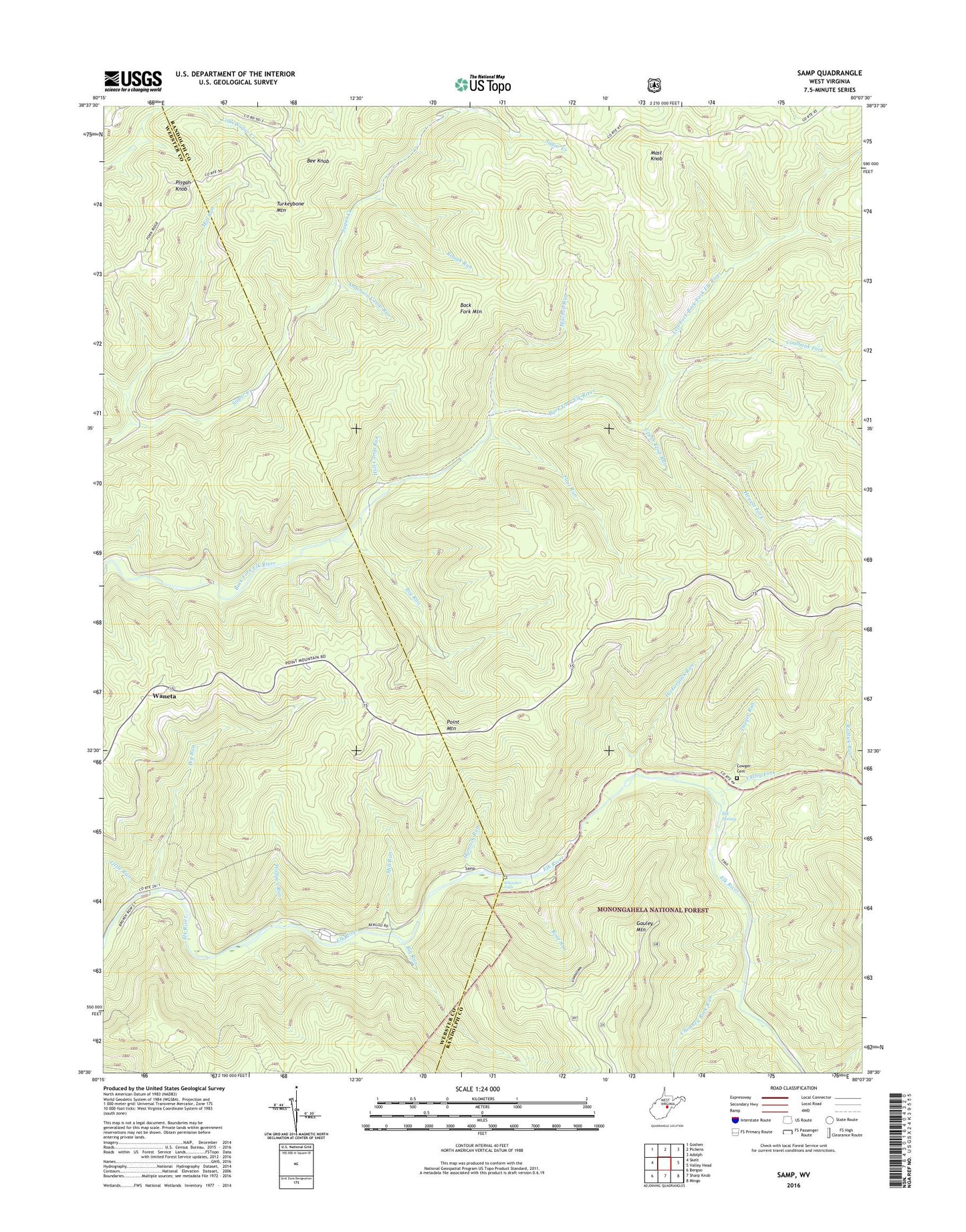 Samp West Virginia US Topo Map Image