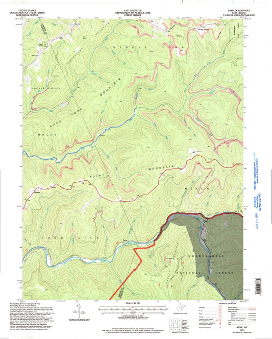 Classic USGS Samp West Virginia 7.5'x7.5' Topo Map Image