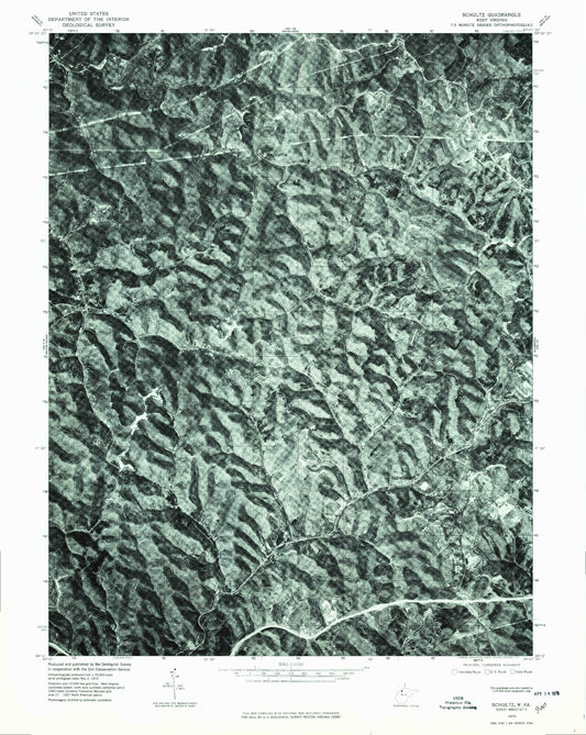 Classic USGS Schultz West Virginia 7.5'x7.5' Topo Map Image